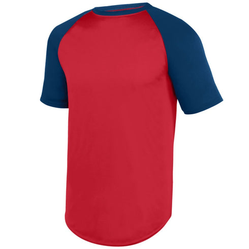 Augusta Sportswear Youth Wicking Short Sleeve Baseball Jersey (1509), Color 'RedNavy'